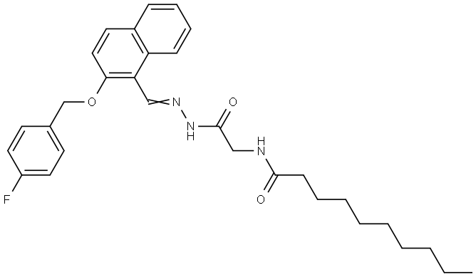 N-{2-[(2E)-2-({2-[(4-FLUOROBENZYL)OXY]-1-NAPHTHYL}METHYLENE)HYDRAZINO]-2-OXOETHYL}DECANAMIDE Structure