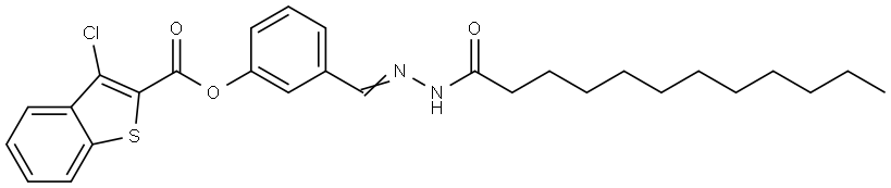 3-(2-DODECANOYLCARBOHYDRAZONOYL)PHENYL 3-CHLORO-1-BENZOTHIOPHENE-2-CARBOXYLATE Structure