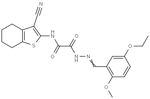 N-(3-CYANO-4,5,6,7-TETRAHYDRO-1-BENZOTHIEN-2-YL)-2-[(2E)-2-(5-ETHOXY-2-METHOXYBENZYLIDENE)HYDRAZINO]-2-OXOACETAMIDE Structure