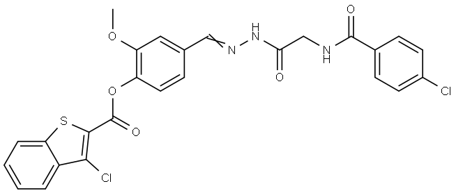 4-[(E)-({[(4-CHLOROBENZOYL)AMINO]ACETYL}HYDRAZONO)METHYL]-2-METHOXYPHENYL 3-CHLORO-1-BENZOTHIOPHENE-2-CARBOXYLATE Structure