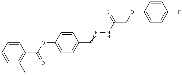 4-((2-(2-(4-FLUOROPHENOXY)ACETYL)HYDRAZONO)METHYL)PHENYL 2-METHYLBENZOATE Structure