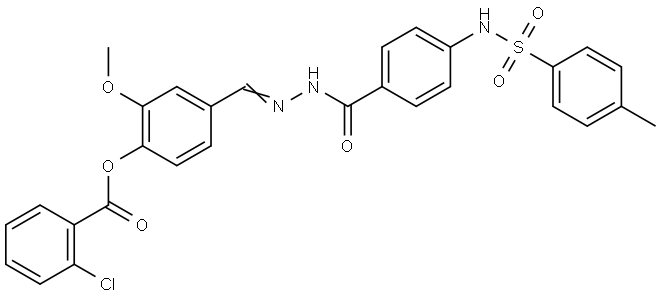 2-METHOXY-4-{(E)-[(4-{[(4-METHYLPHENYL)SULFONYL]AMINO}BENZOYL)HYDRAZONO]METHYL}PHENYL 2-CHLOROBENZOATE Structure