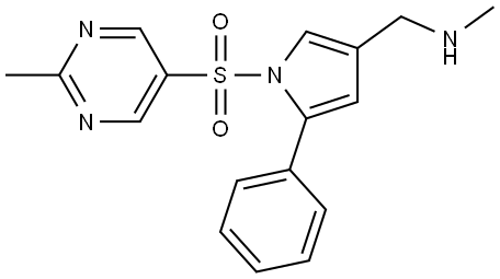 N-methyl-1-(1-((2-methylpyrimidin-5-yl)sulfonyl)-5-phenyl-1H-pyrrol-3-yl)methanamine Structure