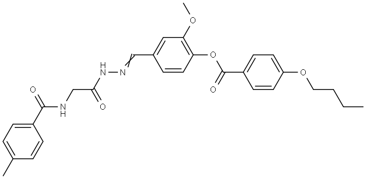 2-MEO-4-(2-(((4-METHYLBENZOYL)AMINO)AC)CARBOHYDRAZONOYL)PHENYL 4-BUTOXYBENZOATE Structure