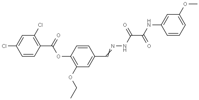 2-ETHOXY-4-((E)-{[(3-METHOXYANILINO)(OXO)ACETYL]HYDRAZONO}METHYL)PHENYL 2,4-DICHLOROBENZOATE Structure