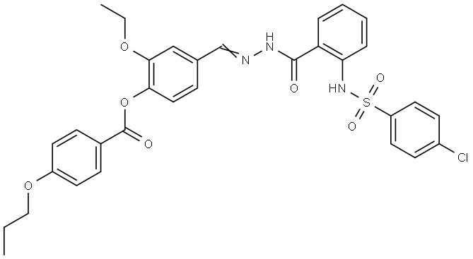 4-{(E)-[(2-{[(4-CHLOROPHENYL)SULFONYL]AMINO}BENZOYL)HYDRAZONO]METHYL}-2-ETHOXYPHENYL 4-PROPOXYBENZOATE 구조식 이미지