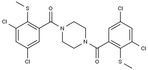 1,4-BIS[3,5-DICHLORO-2-(METHYLSULFANYL)BENZOYL]PIPERAZINE Structure