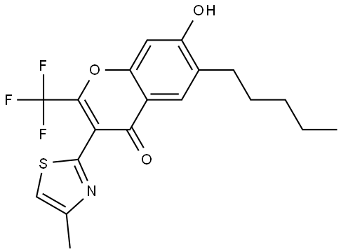 7-HO-3-(4-METHYL-1,3-THIAZOL-2-YL)-6-PENTYL-2-(TRIFLUOROMETHYL)-4H-CHROMEN-4-ONE Structure