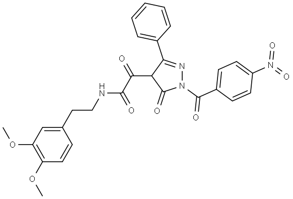 N-[2-(3,4-DIMETHOXYPHENYL)ETHYL]-2-[1-(4-NITROBENZOYL)-5-OXO-3-PHENYL-4,5-DIHYDRO-1H-PYRAZOL-4-YL]-2-OXOACETAMIDE Structure