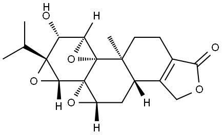 Trisoxireno[4b,5:7,8:8a,9]phenanthro[1,2-c]furan-3(1H)-one, 4,5,5a,6a,7,7a,8a,9a,10,10a-decahydro-7-hydroxy-5a-methyl-7a-(1-methylethyl)-, (5aS,5bS,6aS,7R,7aR,8aR,8bR,9aS,10aS)- Structure