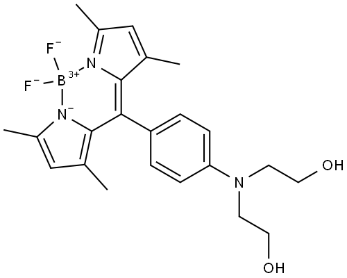 (T-4)-[[2,2′-[[4-[(3,5-Dimethyl-1H-pyrrol-2-yl-κN)(3,5-dimethyl-2H-pyrrol-2-ylidene-κN)methyl]phenyl]imino]bis[ethanolato]](1-)]difluoroboron Structure