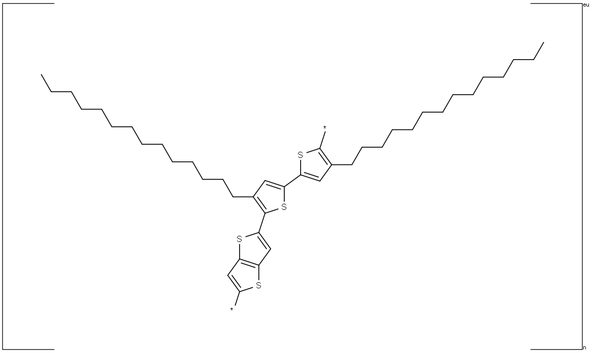 Poly[thieno[3,2-b]thiophene-2,5-diyl(4,4'-ditetradecyl[2,2'-bithiophene]-5,5'-diyl)] Structure