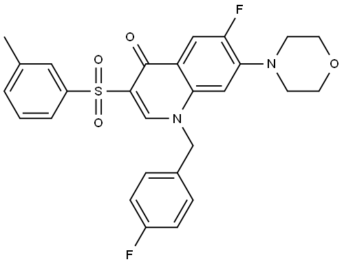 4(1H)-Quinolinone, 6-fluoro-1-[(4-fluorophenyl)methyl]-3-[(3-methylphenyl)sulfonyl]-7-(4-morpholinyl)- 구조식 이미지