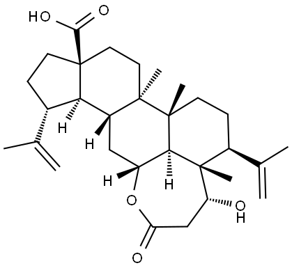 18-Norandrostane-4-propanoic acid, 13-carboxy-β,6-dihydroxy-4,9-dimethyl-3,15-bis(1-methylethenyl)-, 4,6-lactone, (βR,3α,4β,5β,6β,8α,9β,10α,13α,14β,15β)- Structure