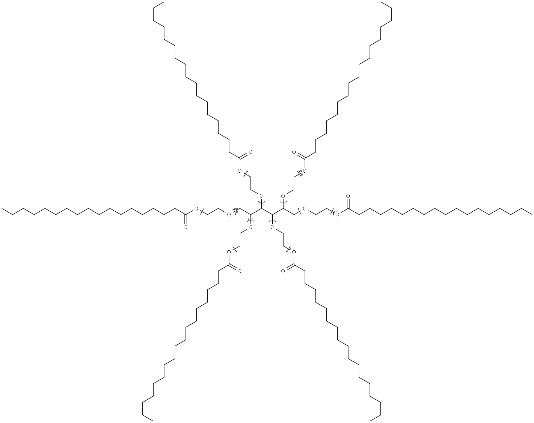 Poly(oxy-1,2-ethanediyl), .alpha.-hydro-.omega.-[(1-oxooctadecyl)oxy]-, ether with D-glucitol Structure