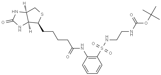 (2-{2-[5-((3aR,6S,6aS)-2-Oxo-hexahydro-thieno[3,4-d]imidazol-6-yl)-pentanoylamino]-benzenesulfonylamino}-ethyl)-carbamic acid tert-butyl ester Structure