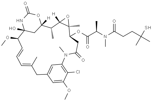 Maytansine, N2'-deacetyl-N2'-(4-mercapto-4-methyl-1-oxopentyl)-, (2'R)- Structure