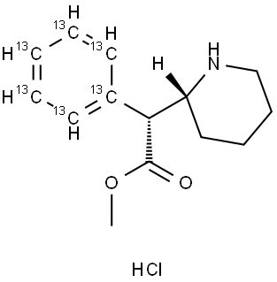 d-Ritalin  hydrochloride,  (2R,2μR)-(+)-threo-Methyl  α-phenyl-α-(2-piperidyl)acetate  hydrochloride Structure