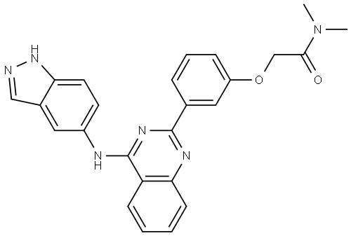 2-(3-(4-((1H-indazol-5-yl)amino)quinazolin-2-yl)phenoxy)-N,N-dimethylacetamide Structure