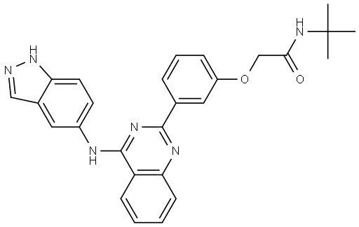 2-(3-(4-((1H-indazol-5-yl)amino)quinazolin-2-yl)phenoxy)-N-(tert-butyl)acetamide Structure