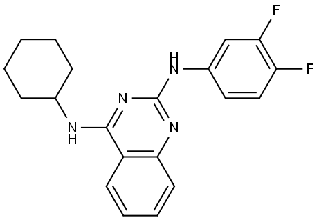 2,4-Quinazolinediamine, N4-cyclohexyl-N2-(3,4-difluorophenyl)- Structure