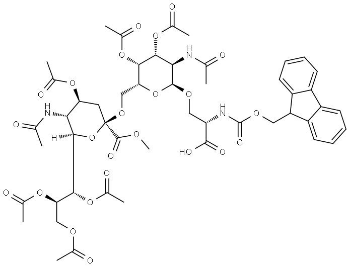 Fmoc-Ser(Me,Ac4Neu5Acα2-6Ac2GalNAcα)-OH Structure