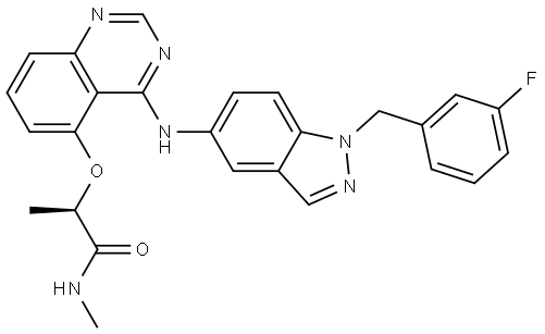 (R)-2-((4-((1-(3-fluorobenzyl)-1H-indazol-5-yl)amino)quinazolin-5-yl)oxy)-N-methylpropanamide Structure