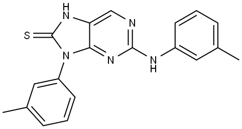 8H-Purine-8-thione, 7,9-dihydro-9-(3-methylphenyl)-2-[(3-methylphenyl)amino]- Structure