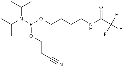 2-cyanoethyl (4-(2,2,2-trifluoroacetamido)butyl) diisopropylphosphoramidite Structure