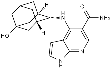 1H-Pyrrolo[2,3-b]pyridine-5-carboxamide, 4-[(5-hydroxytricyclo[3.3.1.13,7]dec-2-yl)amino]-, stereoisomer Structure