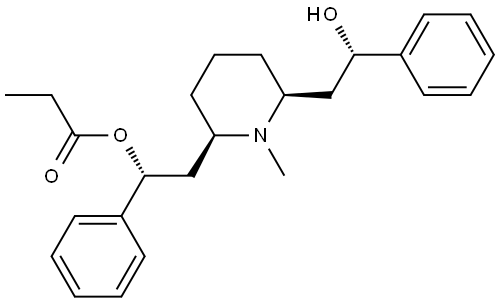 2,6-Piperidinediethanol, 1-methyl-α2,α6-diphenyl-, 2-propanoate, (2R,α2R,6S,α6S)- Structure