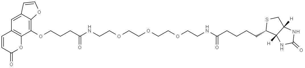 1H-Thieno[3,4-d]imidazole-4-pentanamide, hexahydro-2-oxo-N-[13-oxo-16-[(7-oxo-7H-furo[3,2-g][1]benzopyran-9-yl)oxy]-3,6,9-trioxa-12-azahexadec-1-yl]-, (3aS,4S,6aR)- Structure