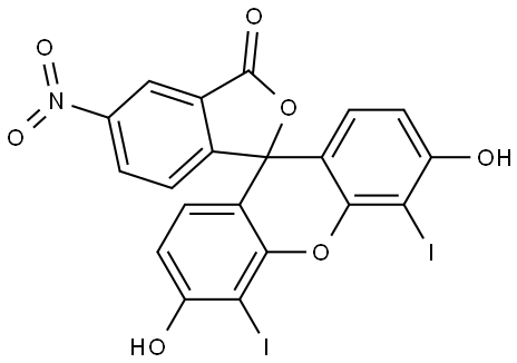 3',6'-dihydroxy-4',5'-diiodo-5-nitro-3H-spiro[isobenzofuran-1,9'-xanthen]-3-one Structure