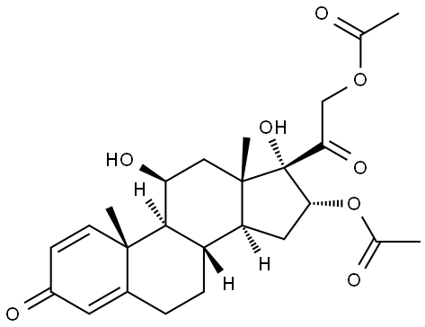 Pregna-1,4-diene-3,20-dione, 11β,16α,17,21-tetrahydroxy-, 16,21-diacetate Structure