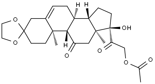 Pregn-5-ene-3,11,20-trione, 21-(acetyloxy)-17-hydroxy-, cyclic 3-(1,2-ethanediyl acetal) Structure