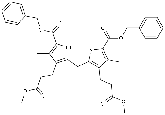 1H-Pyrrole-3-propanoic acid, 2,2'-methylenebis[4-methyl-5-[(phenylmethoxy)carbonyl]-, 3,3'-dimethyl ester Structure