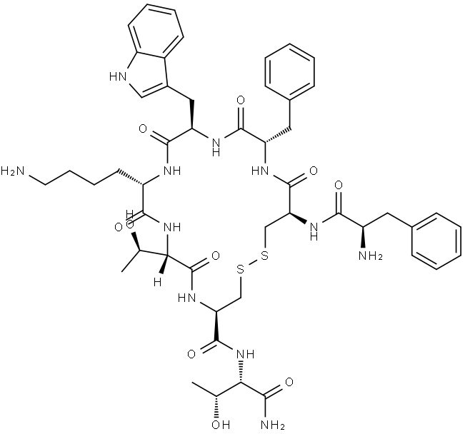 L-Threoninamide, D-phenylalanyl-L-cycteingyl-L-phenylalanyl-D-tryptoph yl-L-lysyl-L-threonyl-L-cysteinyl-, cyclic (2-7)-disulfide Structure