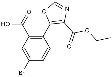 5-Bromo-2-(4-(ethoxycarbonyl)oxazol-5-yl)benzoicacid Structure