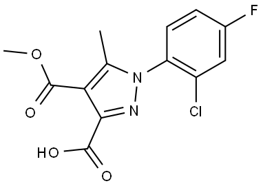 1-(2-Chloro-4-fluorophenyl)-4-(methoxycarbonyl)-5-methyl-1H-pyrazole-3-carboxylicacid Structure