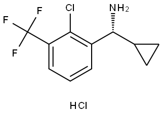 Benzenemethanamine, 2-chloro-α-cyclopropyl-3-(trifluoromethyl)-, hydrochloride (1:1), (αR)- 구조식 이미지