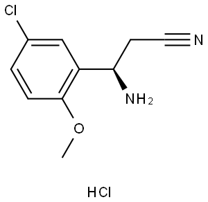 Benzenepropanenitrile, β-amino-5-chloro-2-methoxy-, hydrochloride (1:1), (βR)- Structure