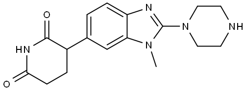 3-(1-Methyl-2-(piperazin-1-yl)-1H-benzo[d]imidazol-6-yl)piperidine-2,6-dione 구조식 이미지