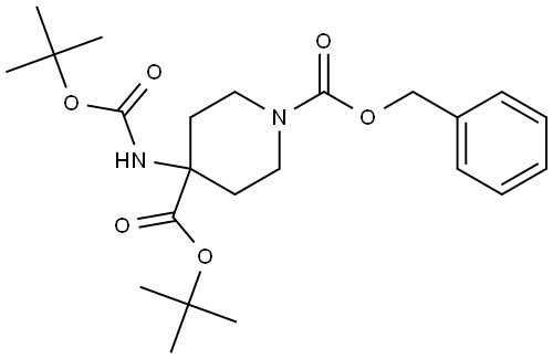 1,4-Piperidinedicarboxylic acid, 4-[[(1,1-dimethylethoxy)carbonyl]amino]-, 4-(1,1-dimethylethyl) 1-(phenylmethyl) ester Structure