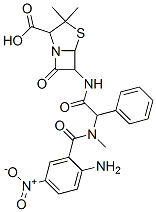 4-Thia-1-azabicyclo[3.2.0]heptane-2-carboxylicacid,6-[2-(2-amino-N-methyl-5-nitrobenzamido)-2-phenylacetamido]-3,3-dimethyl-7-oxo-,DL-(8CI) 구조식 이미지