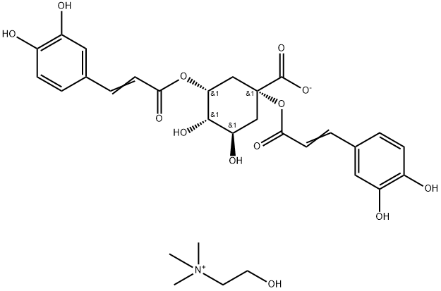 choline (1alpha,3alpha,4alpha,5beta)-1,3-bis[3,4-dihydroxycinnamoyloxy]-4,5-dihydroxycyclohexanecarboxylate 구조식 이미지