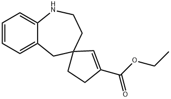 Spiro[4H-1-benzazepine-4,1'-[2]cyclopentene]-3'-carboxylic acid, 1,2,3,5-tetrahydro-, ethyl ester Structure