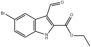 에틸5-브로모-3-포르밀-1H-인돌-2-카르복실레이트 구조식 이미지