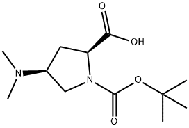 1,2-Pyrrolidinedicarboxylic acid, 4-(dimethylamino)-, 1-(1,1-dimethylethyl) ester, (2S,4S)- Structure