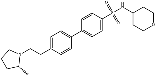 [1,1'-Biphenyl]-4-sulfonaMide, 4'-[2-[(2R)-2-Methyl-1-pyrrolidinyl]ethyl]-N-(tetrahydro-2H-pyran-4-yl)- 구조식 이미지