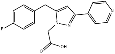 2-(5-(4-fluorobenzyl)-3-(pyridin-4-yl)-4,5-dihydro-1H-pyrazol-1-yl)acetic acid 구조식 이미지